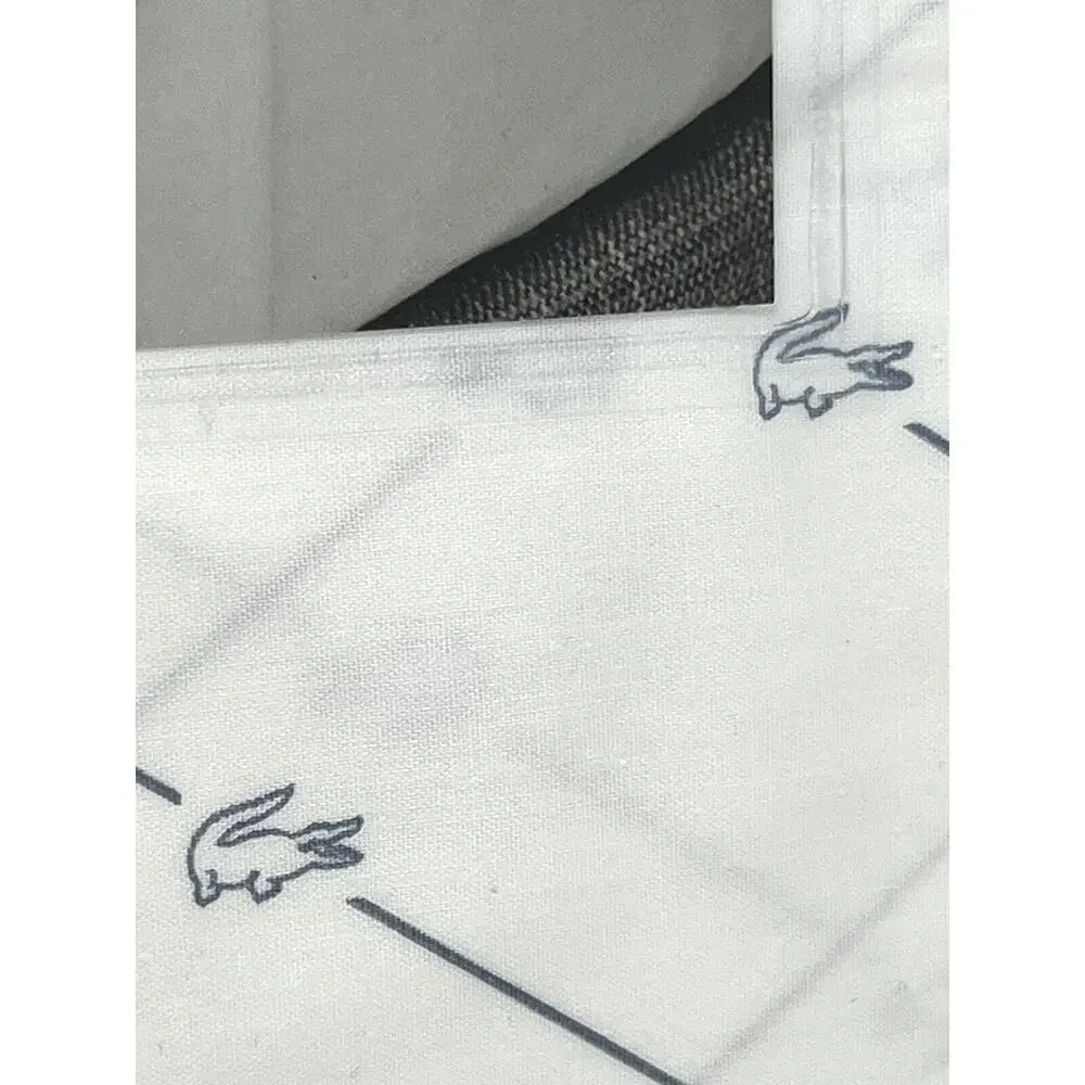 Lacoste Crocodile Logo KING Sheet Set White Blue 100% Cotton Percale Alligator
